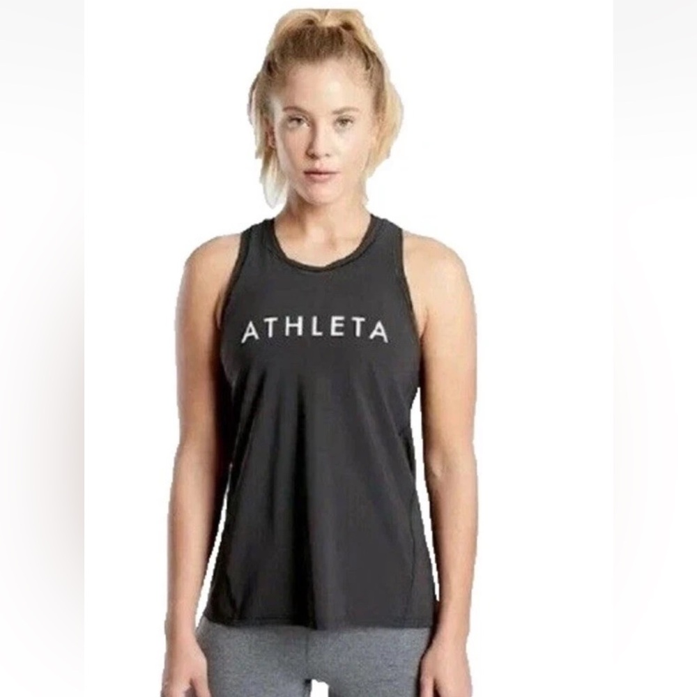 Athleta Women's Black Sleeveless Graphic Tank Top Racerback Large